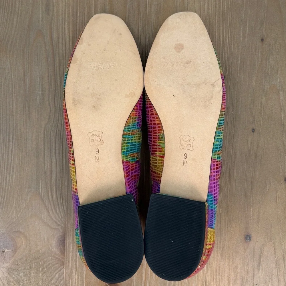Vaneli Womens 9N Rainbow Snakeskin Print Leather Mesh Bow Flats Pumps Dopamine